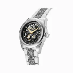 Flash Sale Automatikuhr mit 41 mm, schwarzem Zifferblatt und Akanthusmuster silberfarben Herren Uhren|Uhren